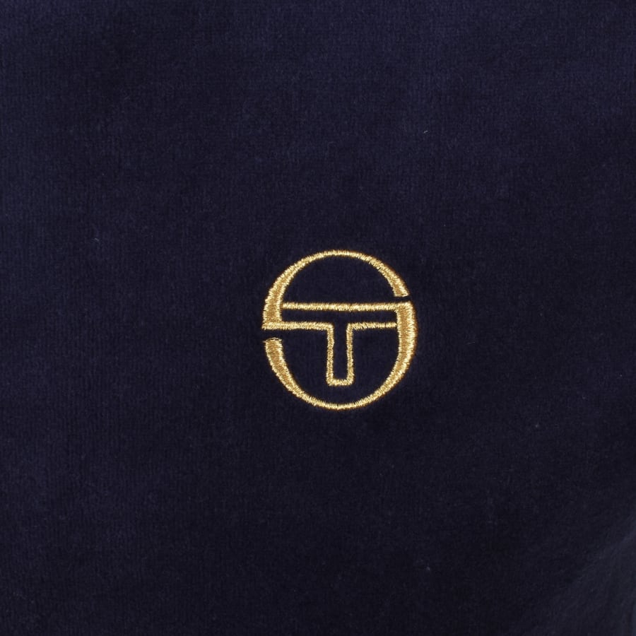 Image number 3 for Sergio Tacchini Fino Velour T Shirt Navy