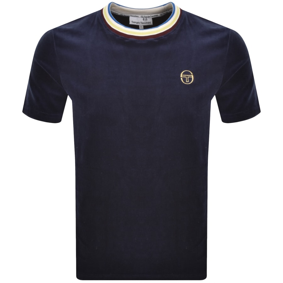 Image number 1 for Sergio Tacchini Fino Velour T Shirt Navy