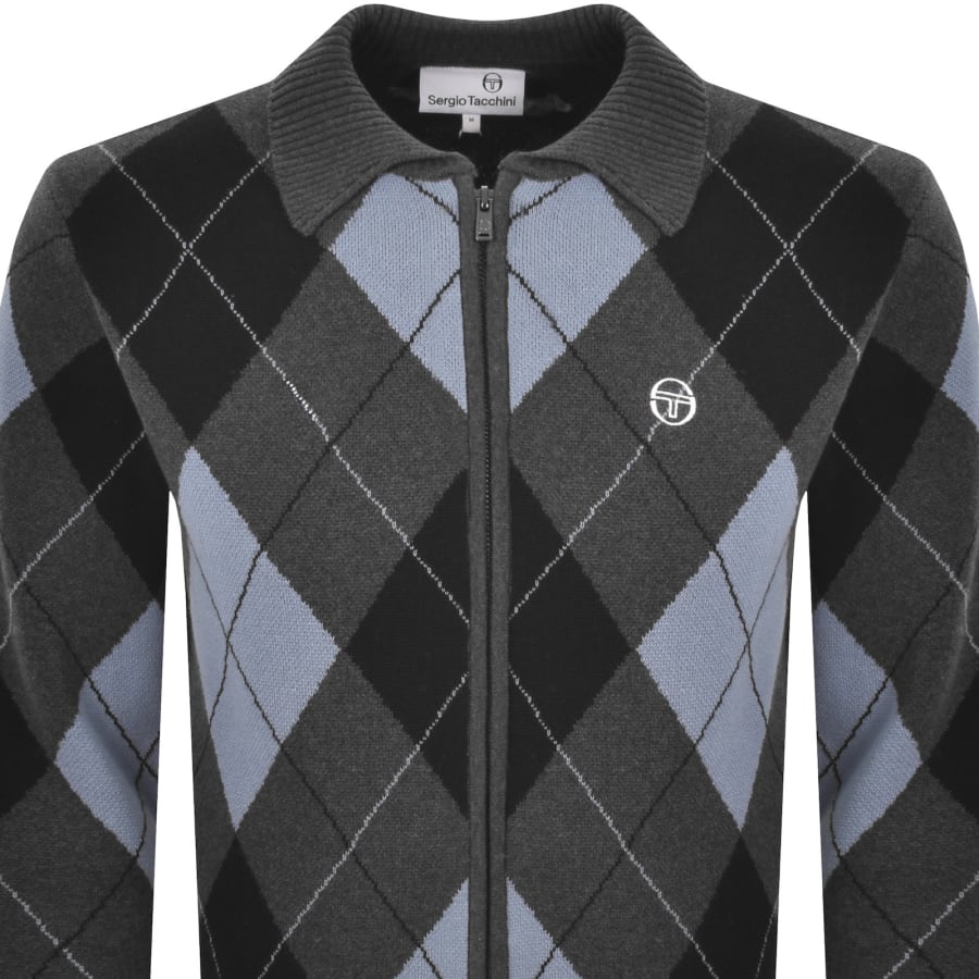 Image number 2 for Sergio Tacchini Macro Knit Cardigan Grey