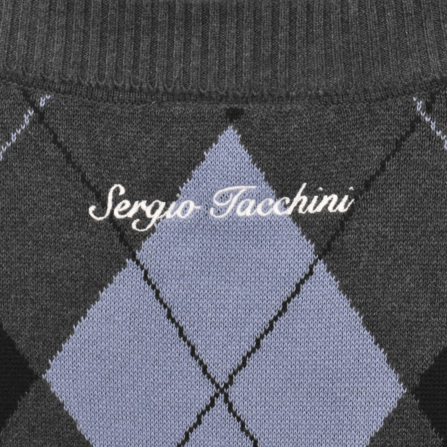 Image number 5 for Sergio Tacchini Macro Knit Cardigan Grey