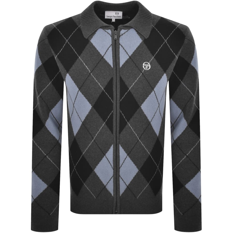 Image number 1 for Sergio Tacchini Macro Knit Cardigan Grey
