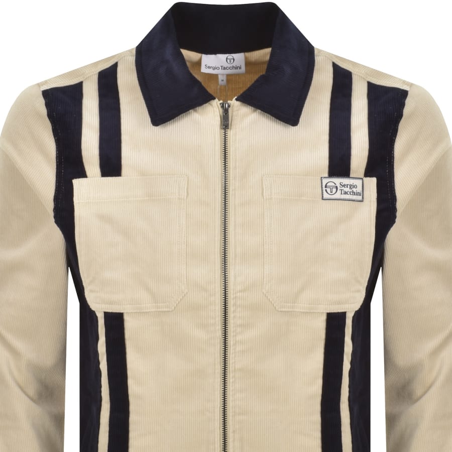 Image number 2 for Sergio Tacchini Corduroy Track Jacket Beige