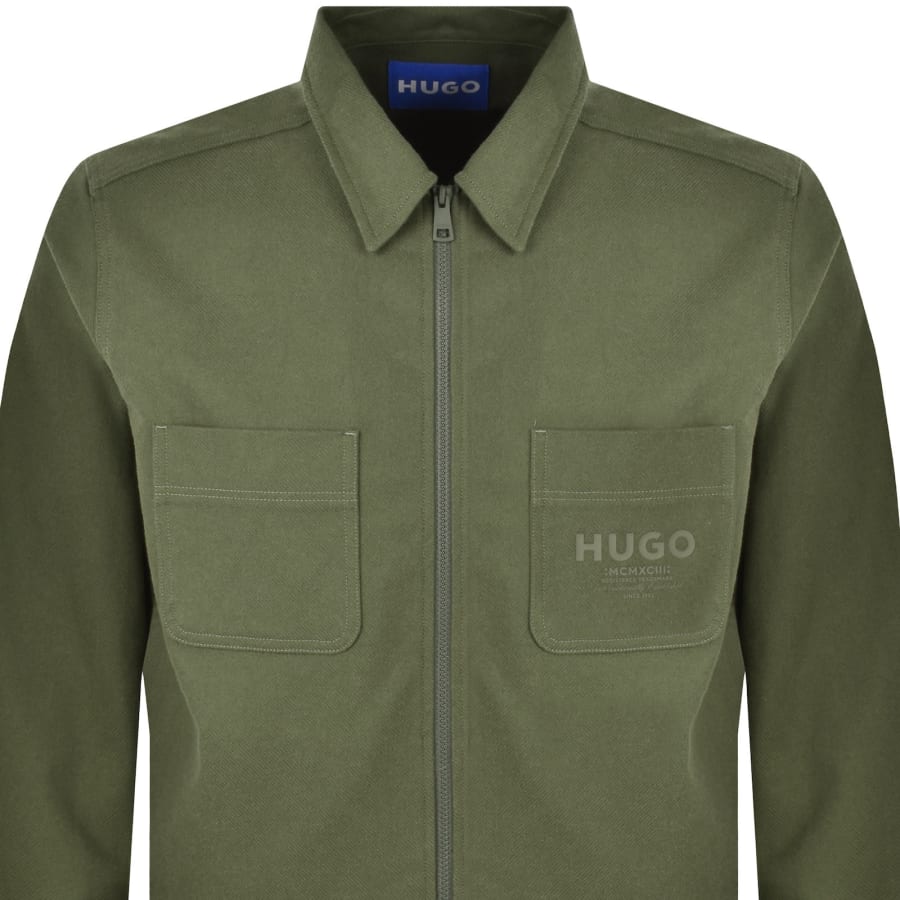 Image number 2 for HUGO Blue Eblo Overshirt Green