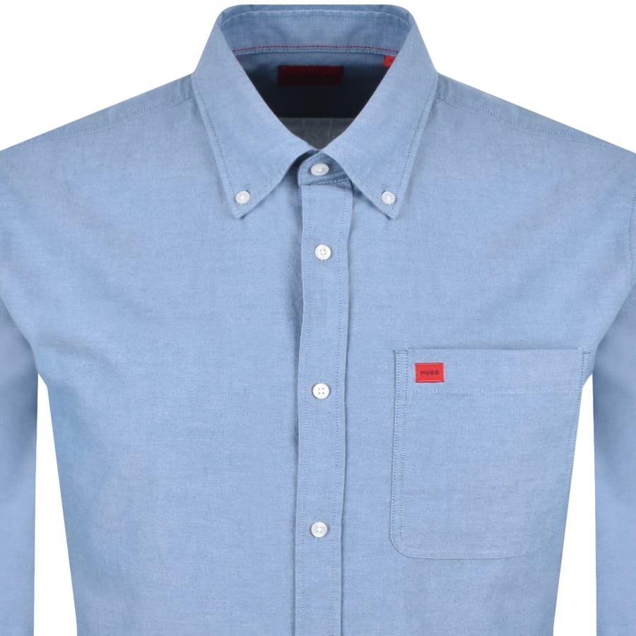 Image number 2 for HUGO Long Sleeved Evito Shirt Blue