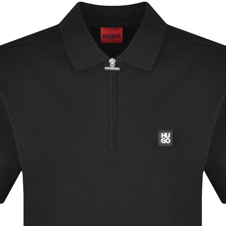 Image number 2 for HUGO Dery Quarter Zip Polo Black