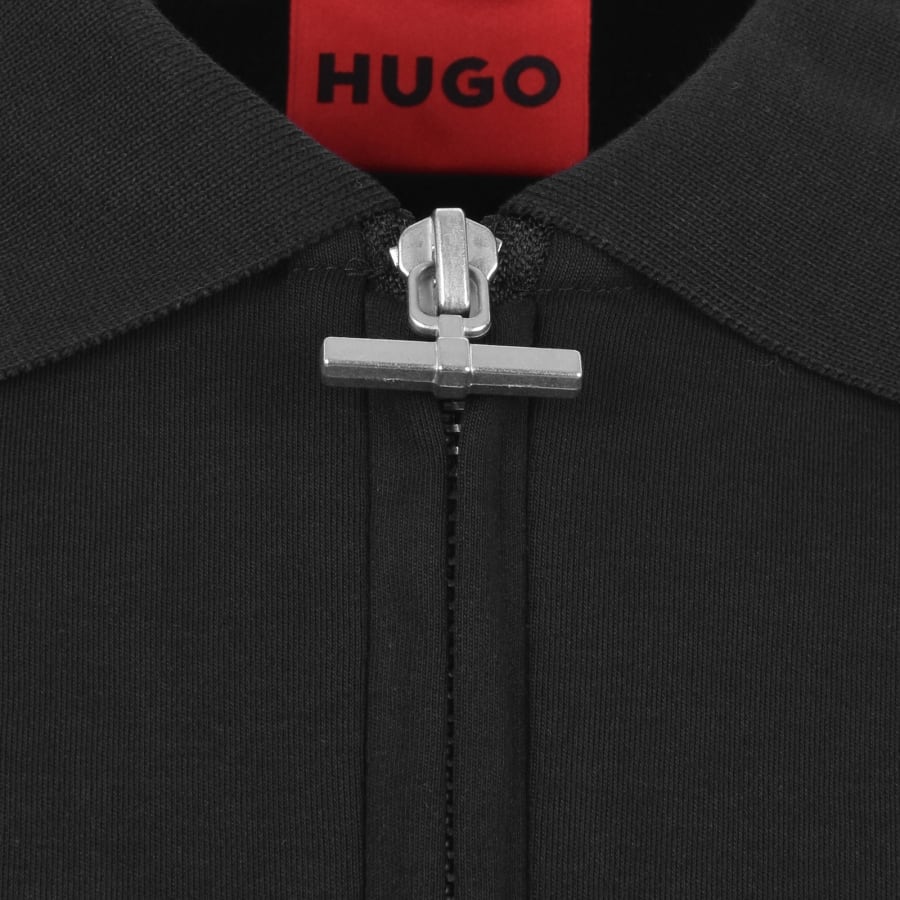 Image number 4 for HUGO Dery Quarter Zip Polo Black