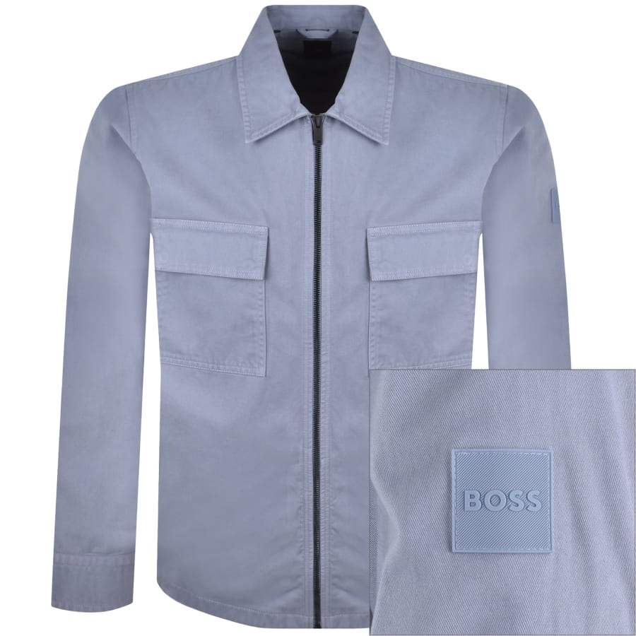 Image number 1 for BOSS Lorum Full Zip Overshirt Blue