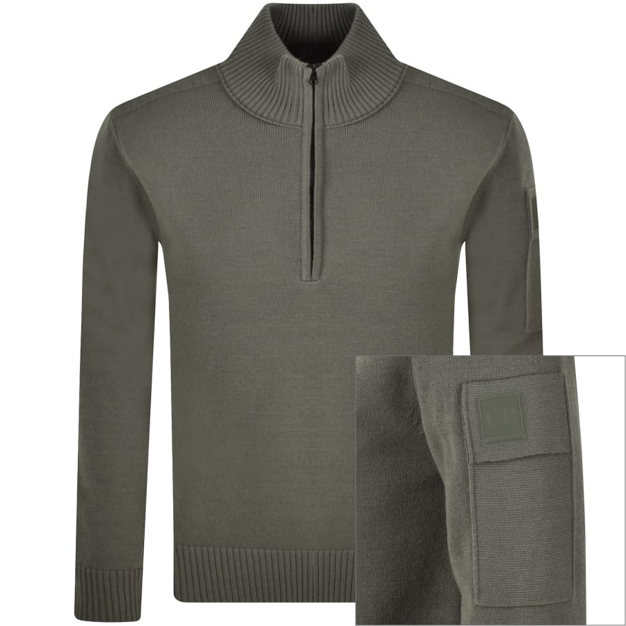Image number 1 for CP Company Merino Wool Jumper Green