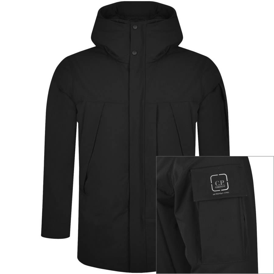 Image number 1 for CP Company Micro Tec Long Jacket Black