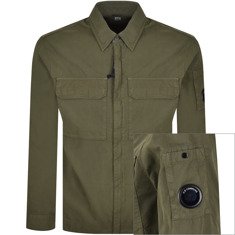 Image number 1 for CP Company Gabardine Overshirt Green