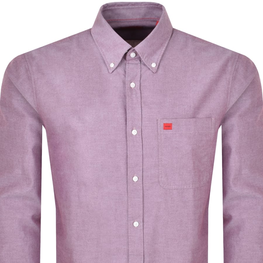 Image number 2 for HUGO Long Sleeved Evito Shirt Purple