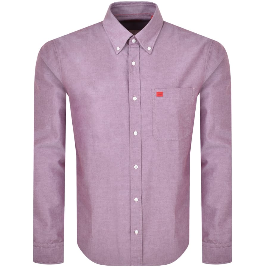 Image number 1 for HUGO Long Sleeved Evito Shirt Purple