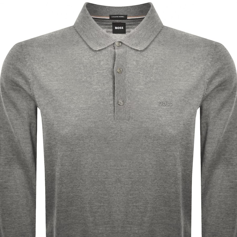 Image number 2 for BOSS Lancione Merino Wool Knit Polo Brown