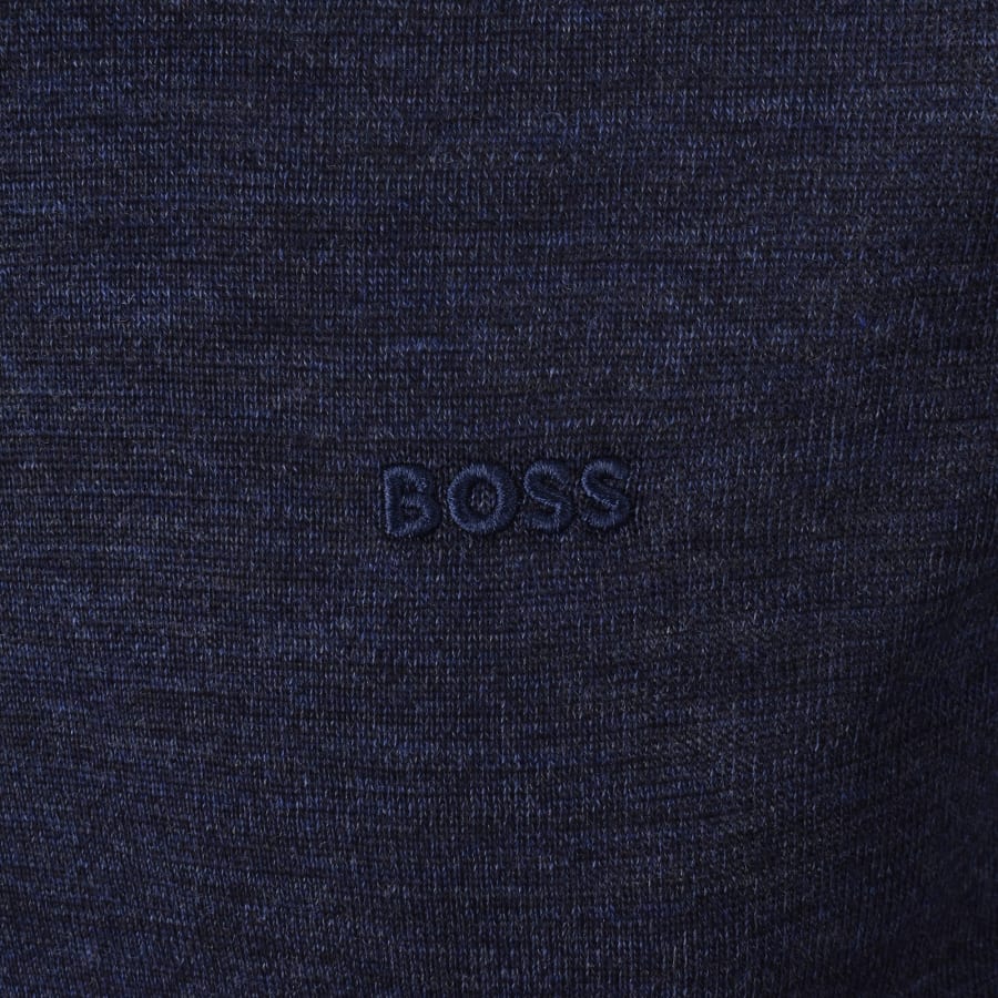 Image number 3 for BOSS Leno Merino Wool Knit Jumper Dark Blue