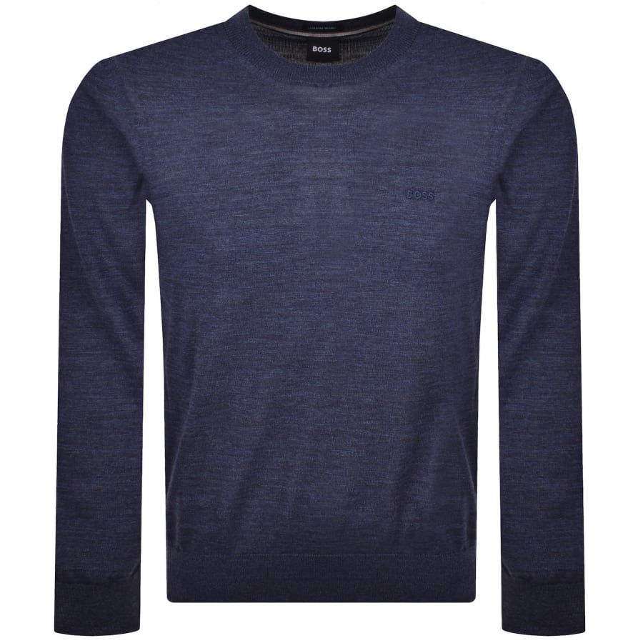 Image number 1 for BOSS Leno Merino Wool Knit Jumper Dark Blue