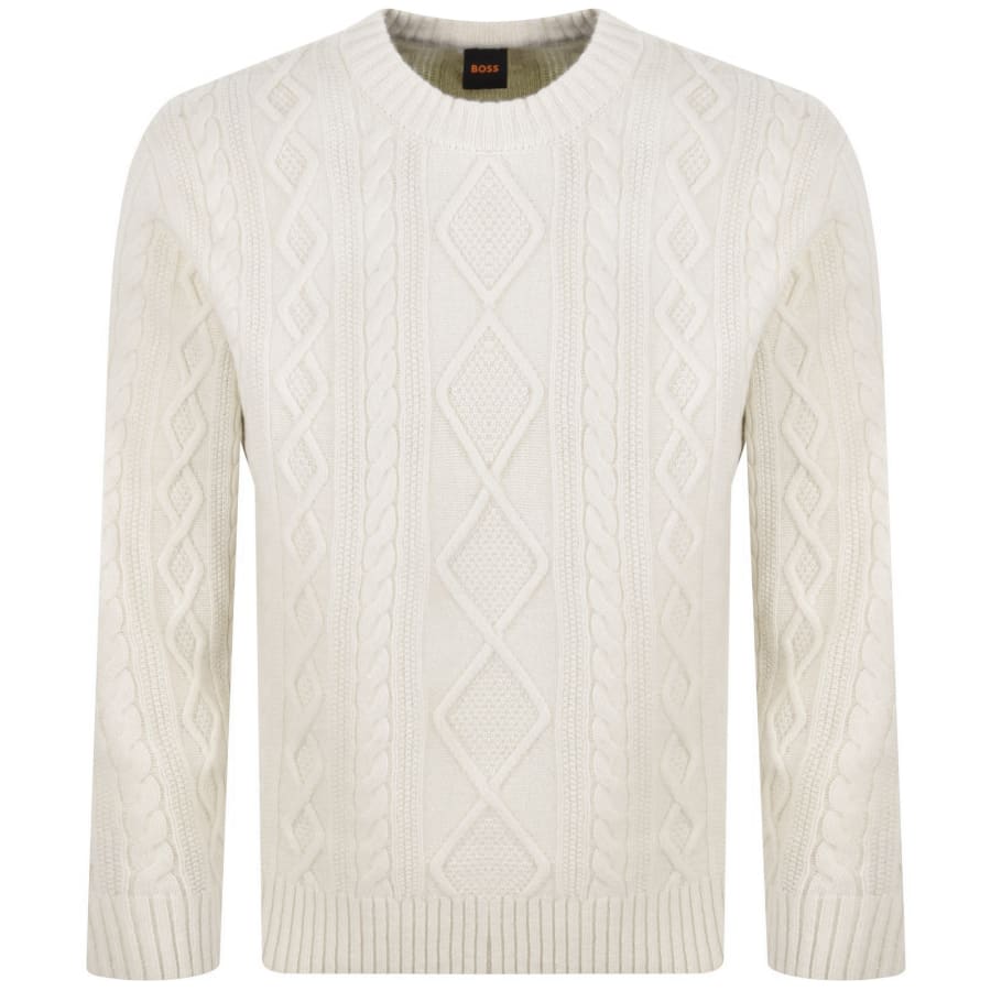 Image number 1 for BOSS Arteccio Wool Knit Jumper Cream