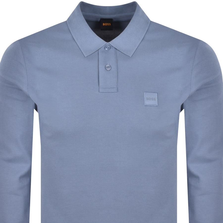 Image number 2 for BOSS Long Sleeve Passerby Polo T Shirt Blue