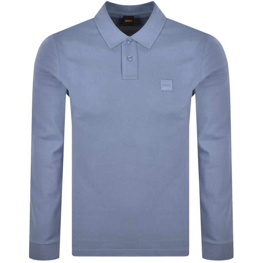 Image number 1 for BOSS Long Sleeve Passerby Polo T Shirt Blue