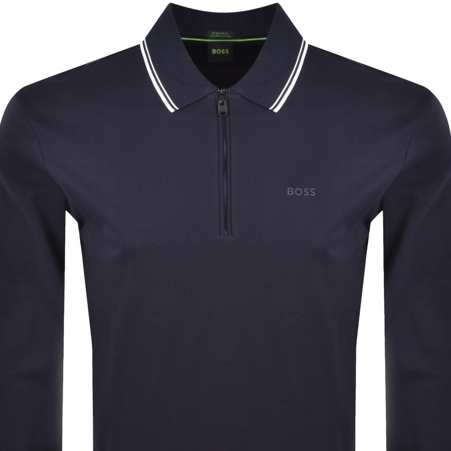 Image number 2 for BOSS Plisy Long Sleeve Polo Dark Blue