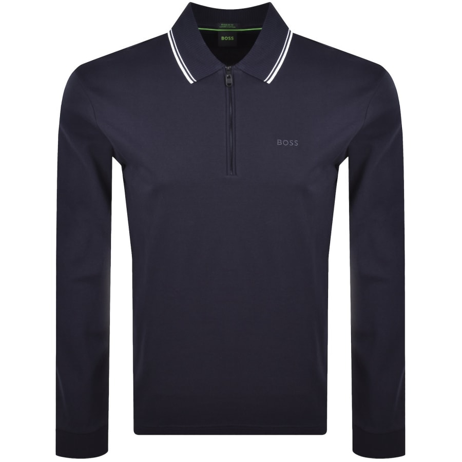 Image number 1 for BOSS Plisy Long Sleeve Polo Dark Blue