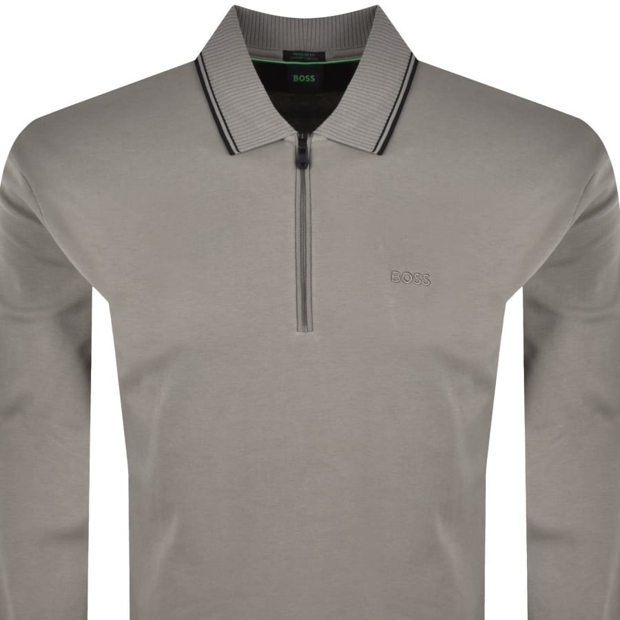 Image number 2 for BOSS Plisy Long Sleeve Polo Brown