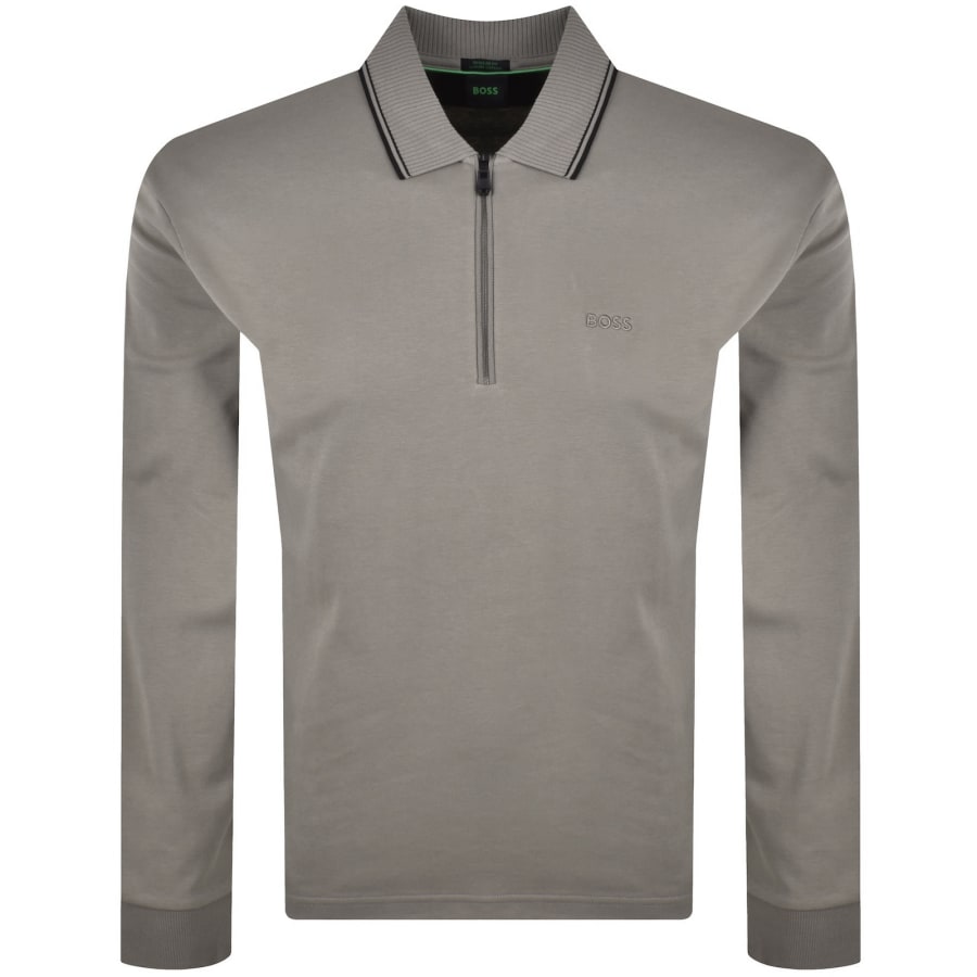 Image number 1 for BOSS Plisy Long Sleeve Polo Brown