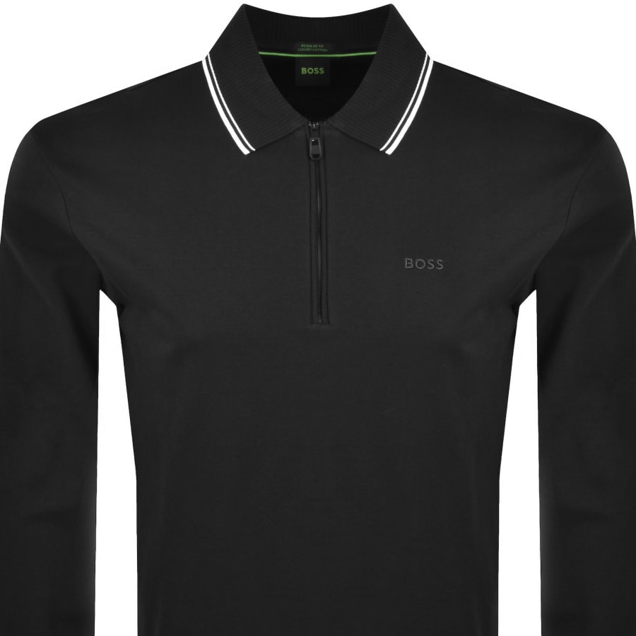 Image number 2 for BOSS Plisy Long Sleeve Polo Black