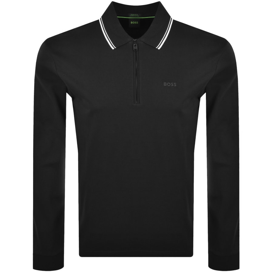 Image number 1 for BOSS Plisy Long Sleeve Polo Black