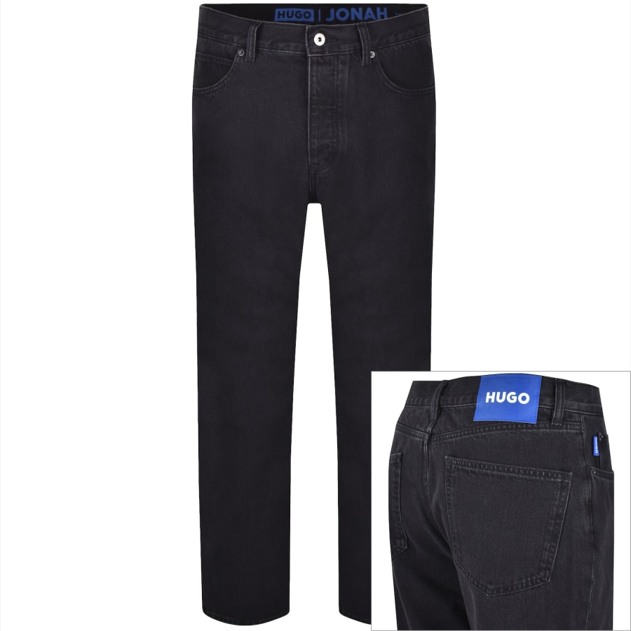 Image number 1 for HUGO Blue Jonah Straight Fit Jeans Black