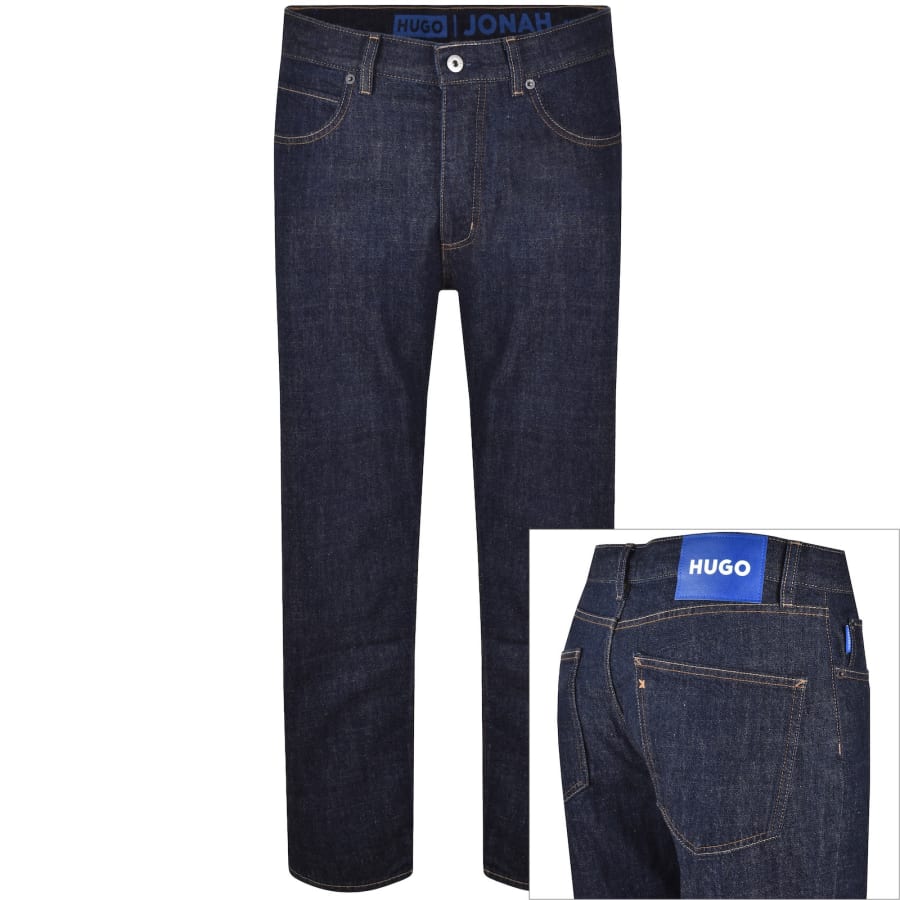 Image number 1 for HUGO Blue Jonah Straight Fit Jeans Dark Blue