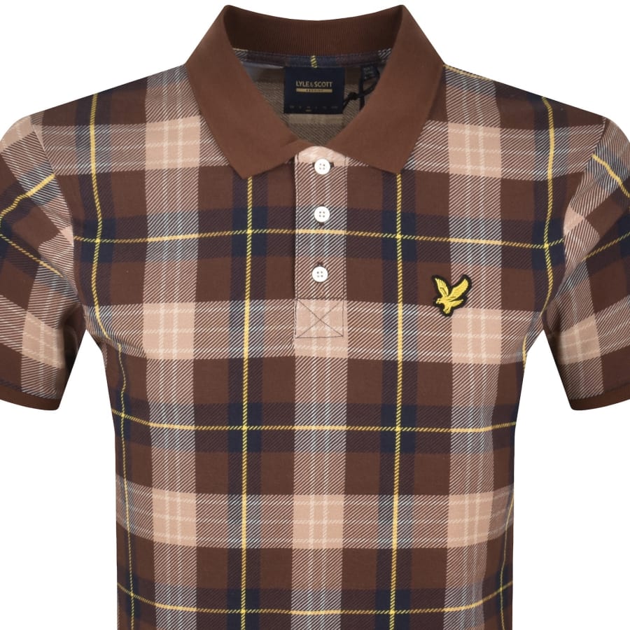 Image number 2 for Lyle And Scott Archive Tartan Polo Shirt Brown