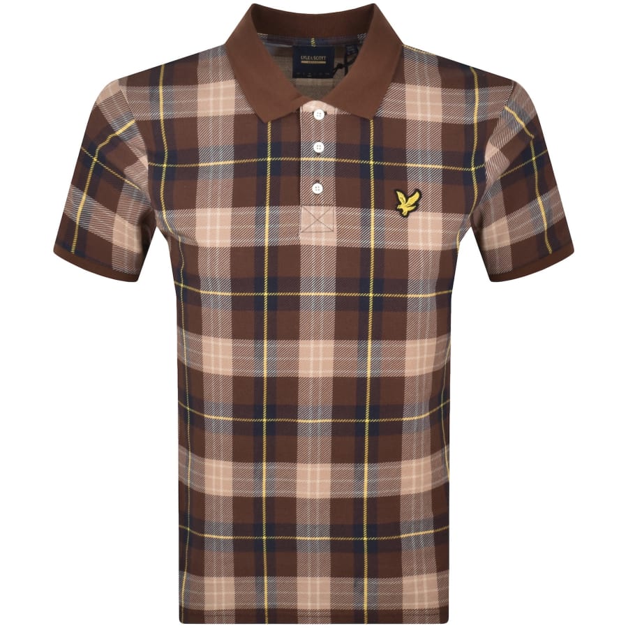 Image number 1 for Lyle And Scott Archive Tartan Polo Shirt Brown
