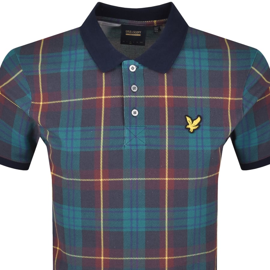 Image number 2 for Lyle And Scott Archive Tartan Polo Shirt Navy