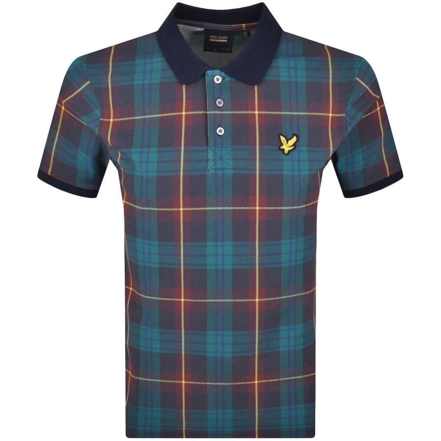 Image number 1 for Lyle And Scott Archive Tartan Polo Shirt Navy