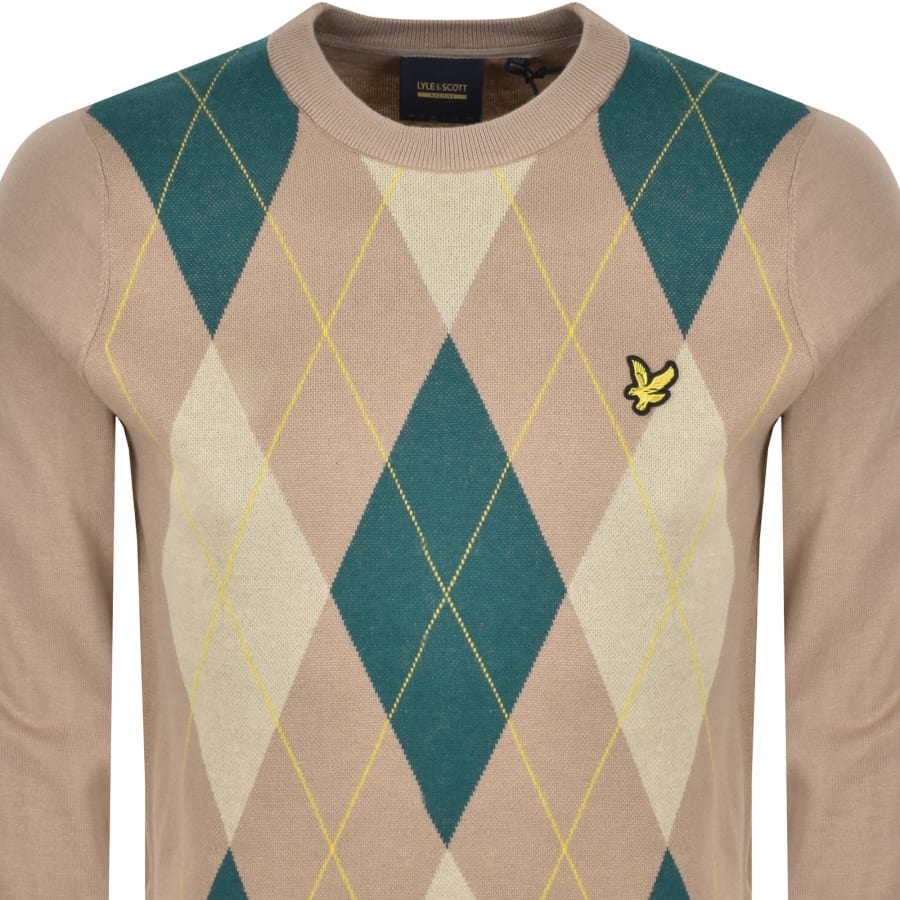 Image number 2 for Lyle And Scott Argyle Knitted Jumper Brown