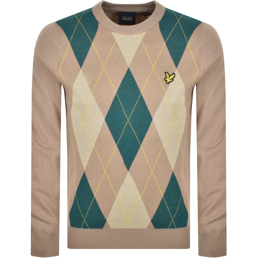Image number 1 for Lyle And Scott Argyle Knitted Jumper Brown