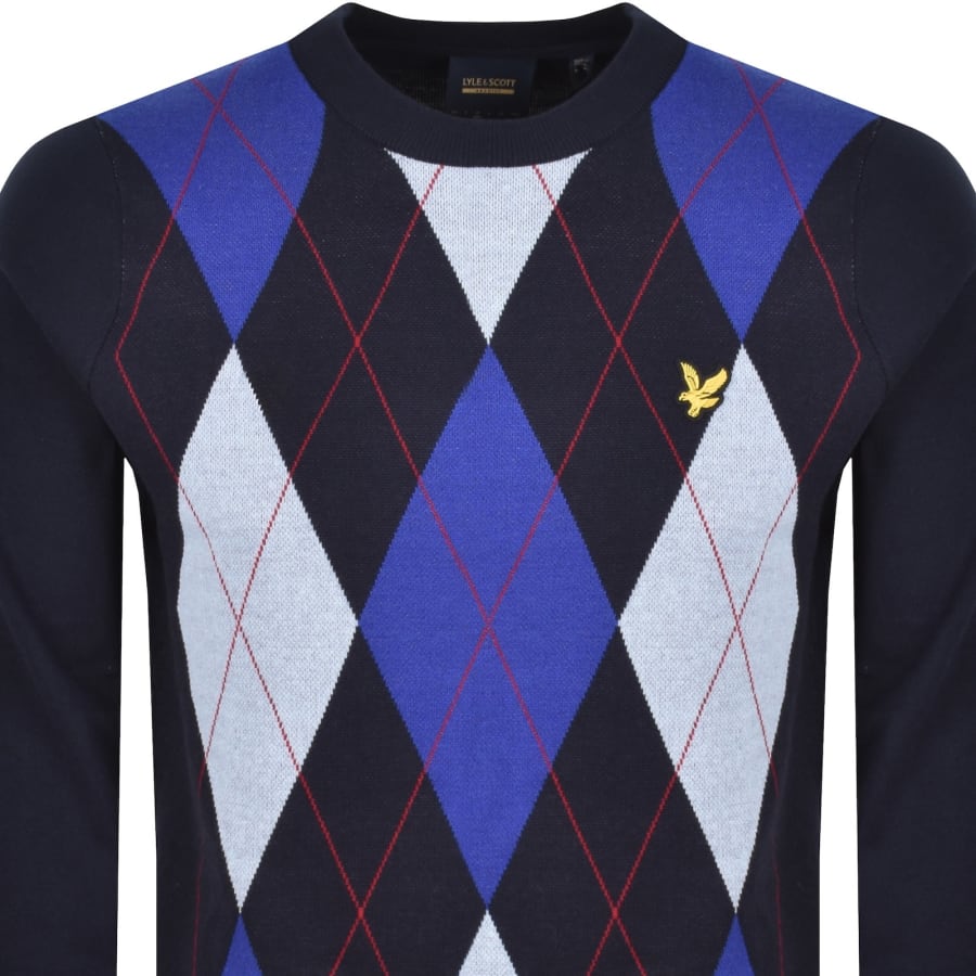 Image number 2 for Lyle And Scott Argyle Knitted Jumper Navy