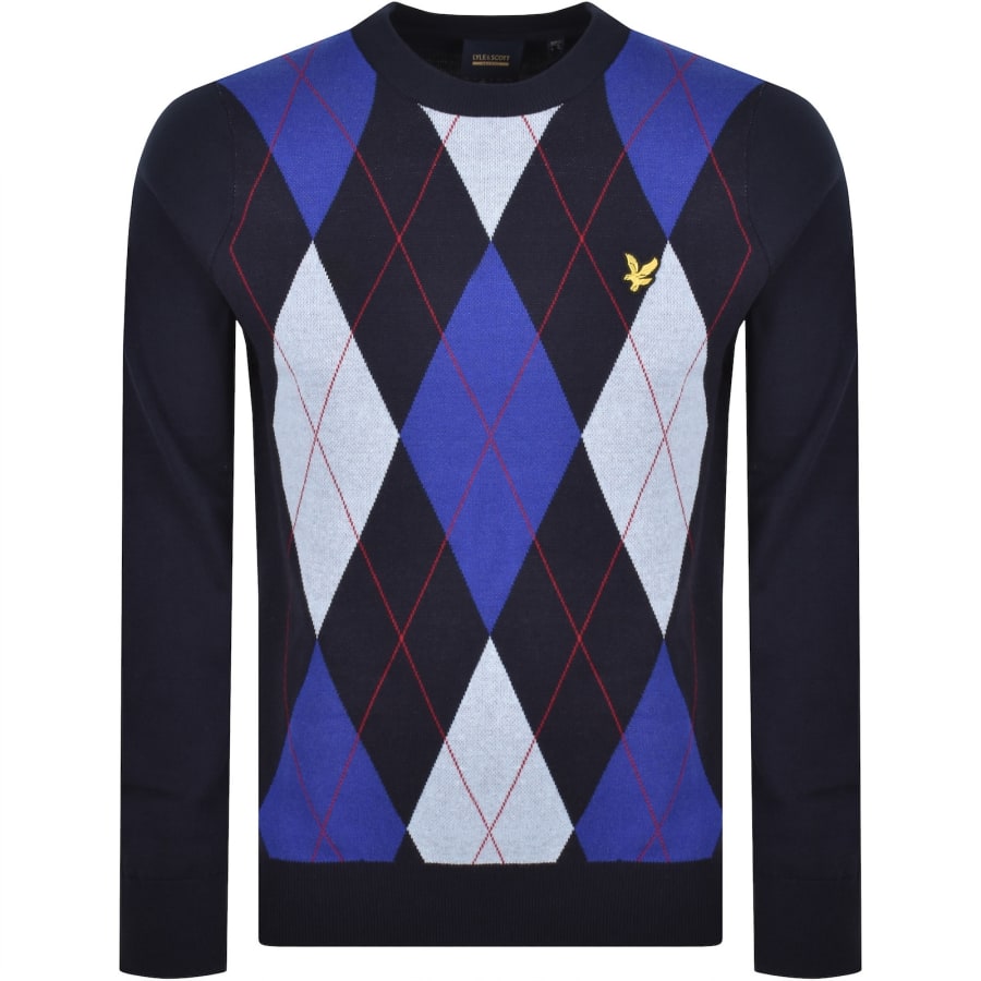 Image number 1 for Lyle And Scott Argyle Knitted Jumper Navy