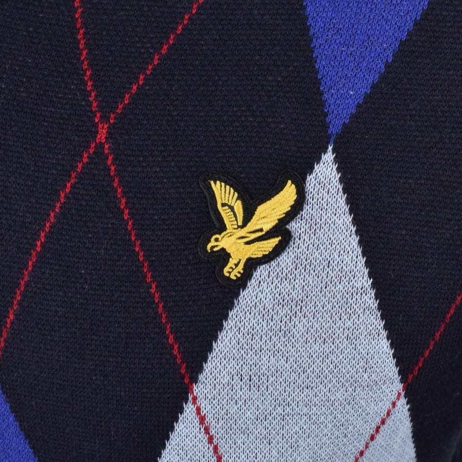 Image number 3 for Lyle And Scott Argyle V Neck Jumper Navy