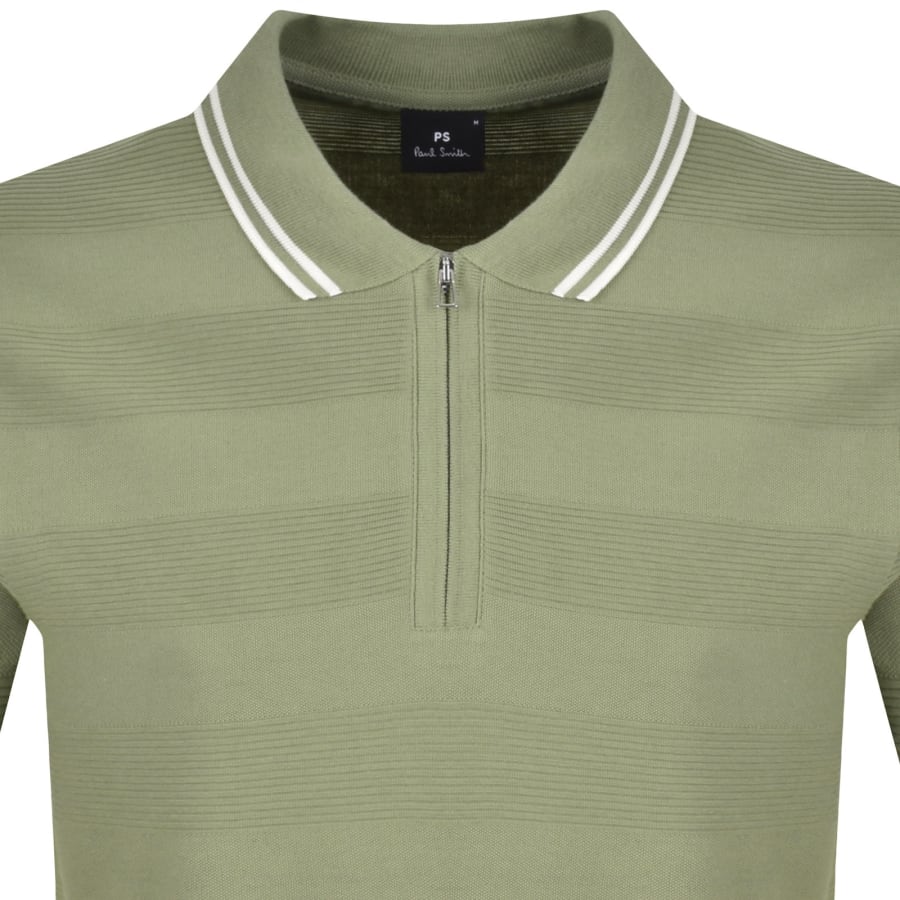 Image number 2 for Paul Smith Zip Polo T Shirt Green