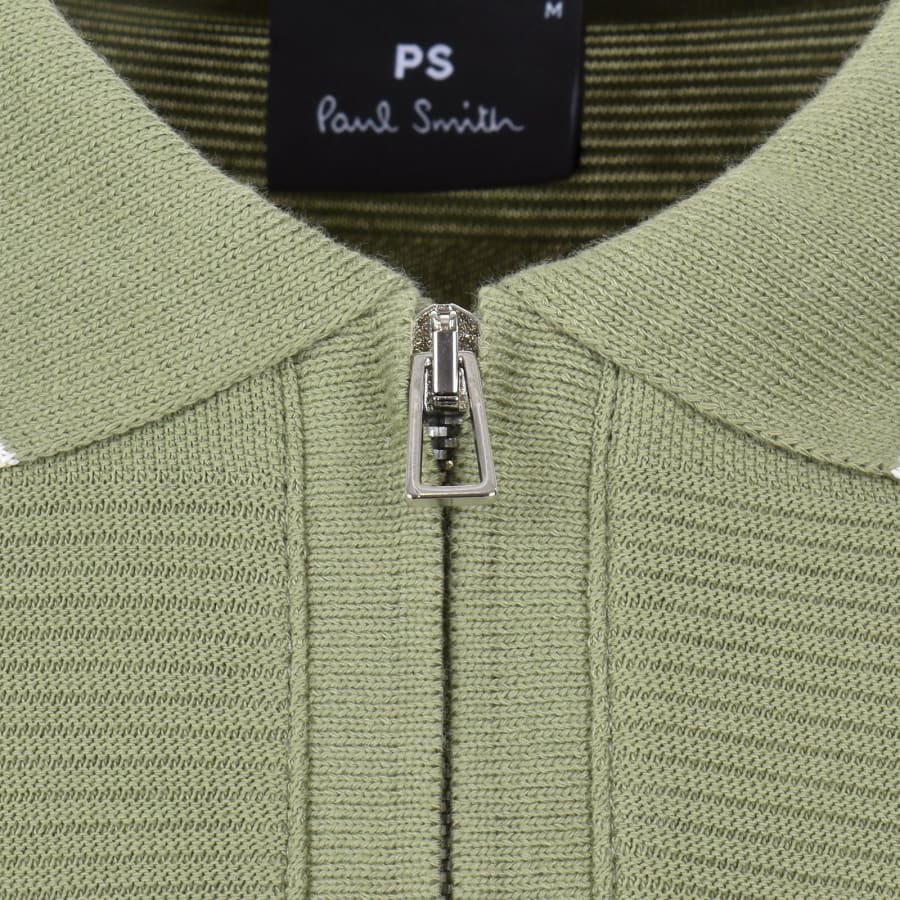 Image number 4 for Paul Smith Zip Polo T Shirt Green