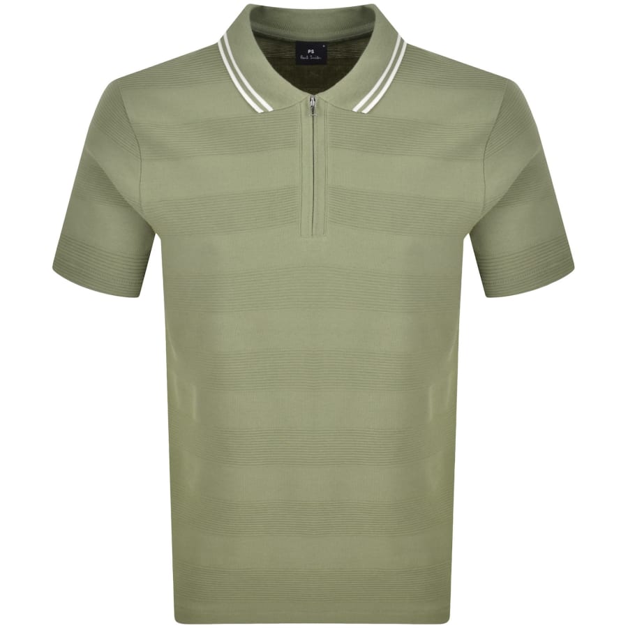 Image number 1 for Paul Smith Zip Polo T Shirt Green
