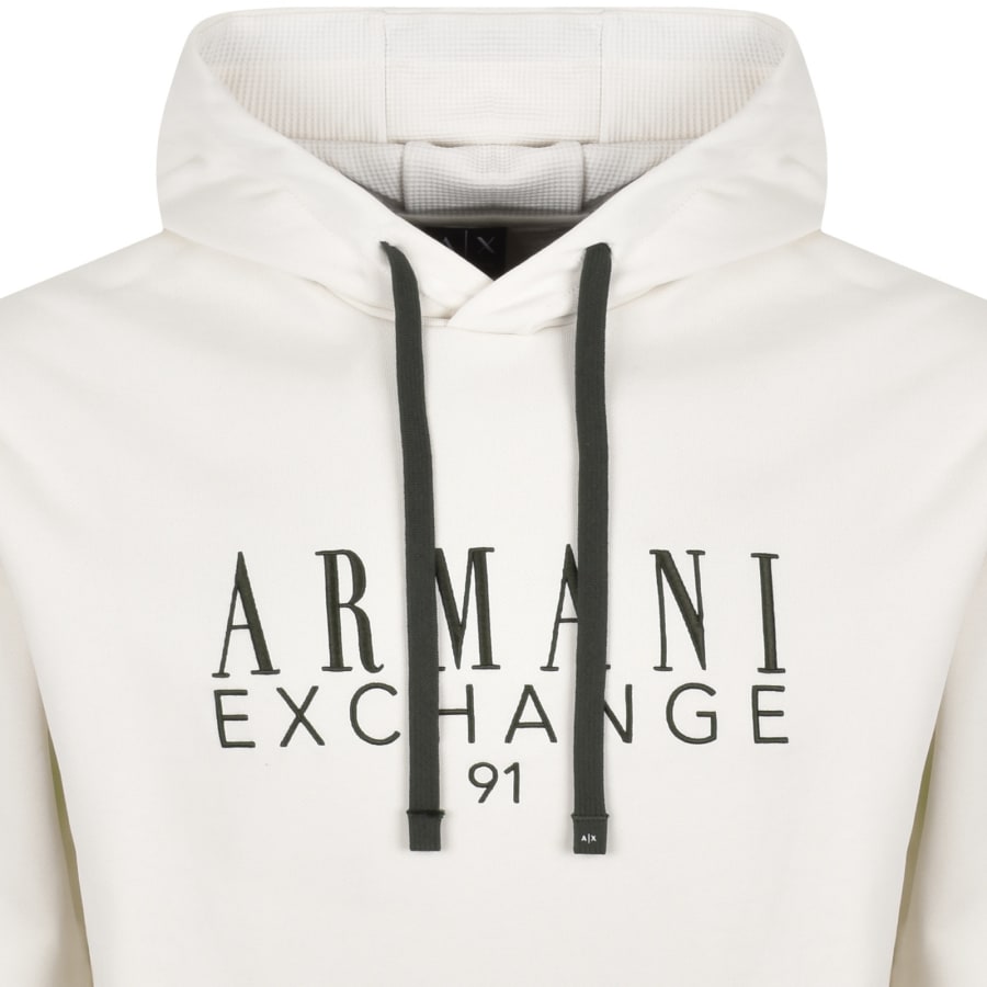 Image number 2 for Armani Exchange Logo Hoodie Off White