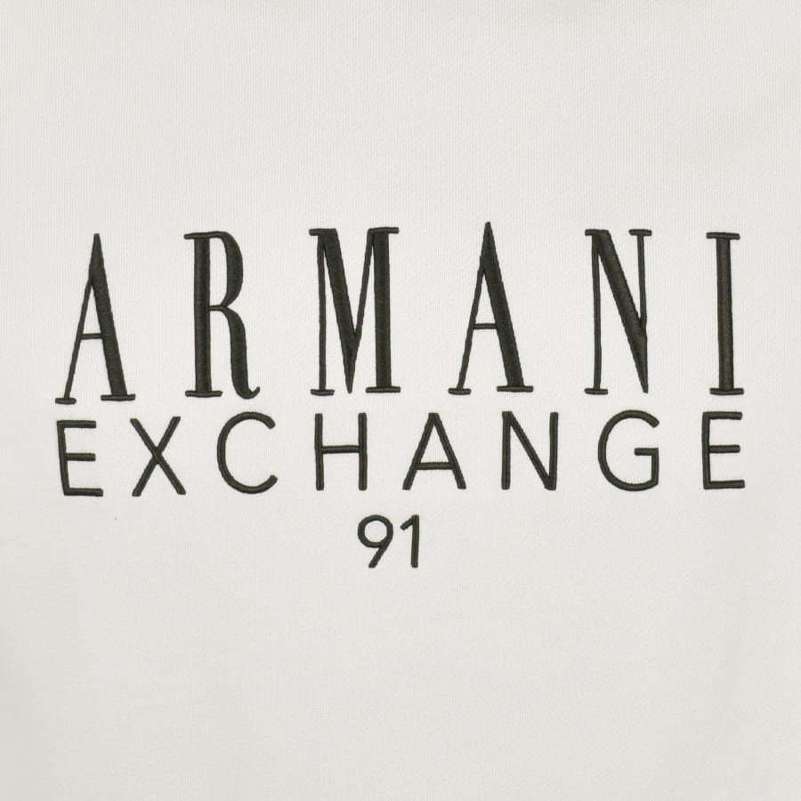 Image number 3 for Armani Exchange Logo Hoodie Off White