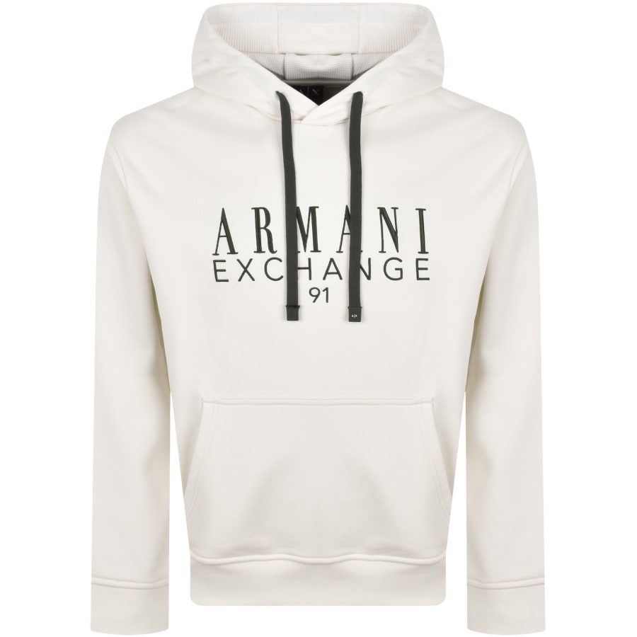 Image number 1 for Armani Exchange Logo Hoodie Off White