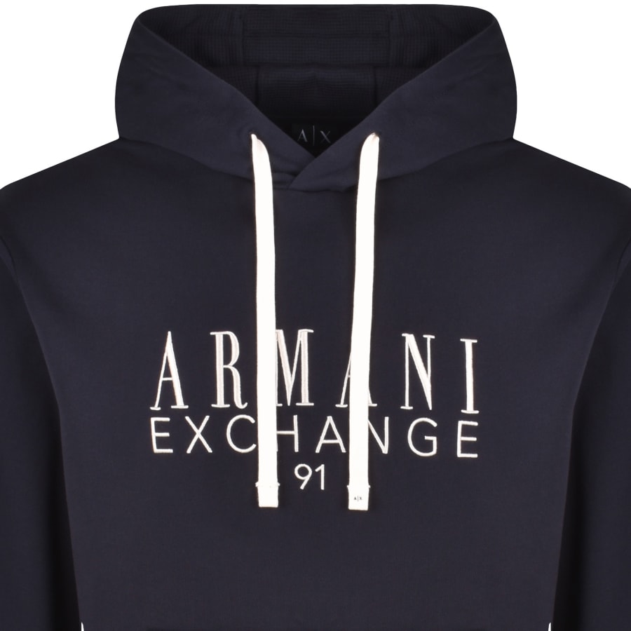 Image number 2 for Armani Exchange Logo Hoodie Navy