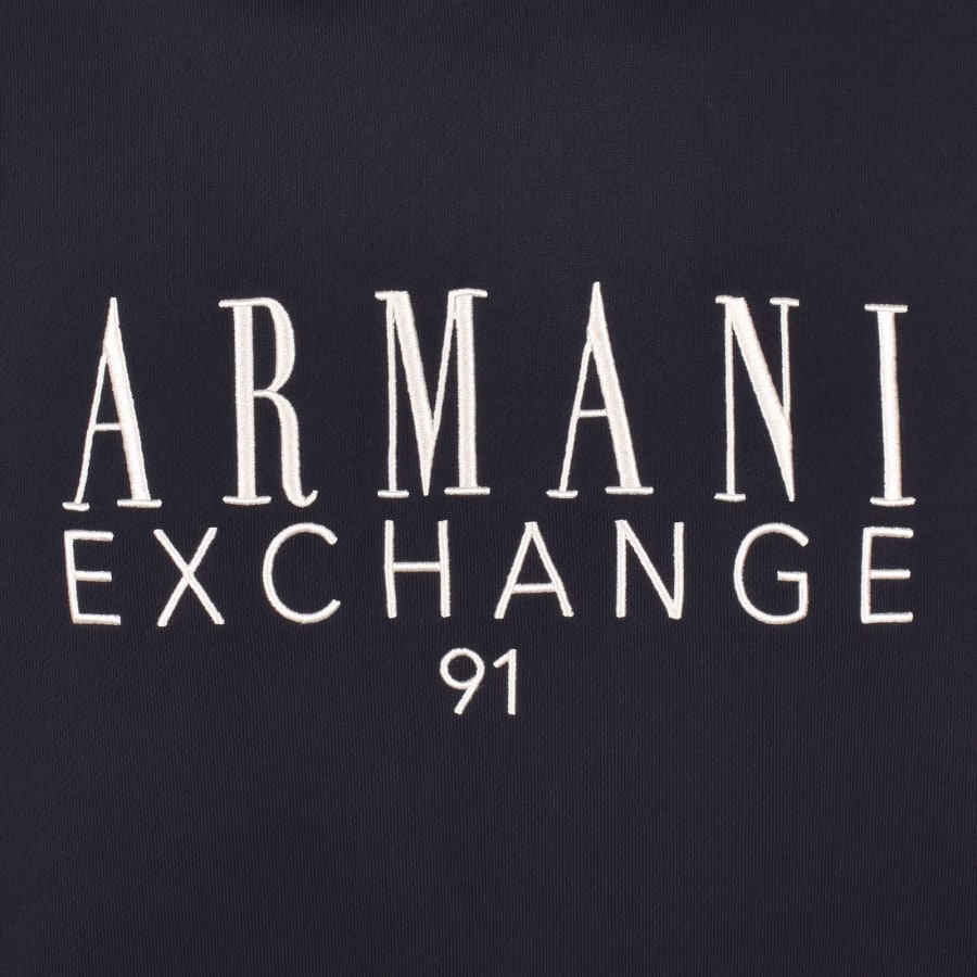 Image number 3 for Armani Exchange Logo Hoodie Navy