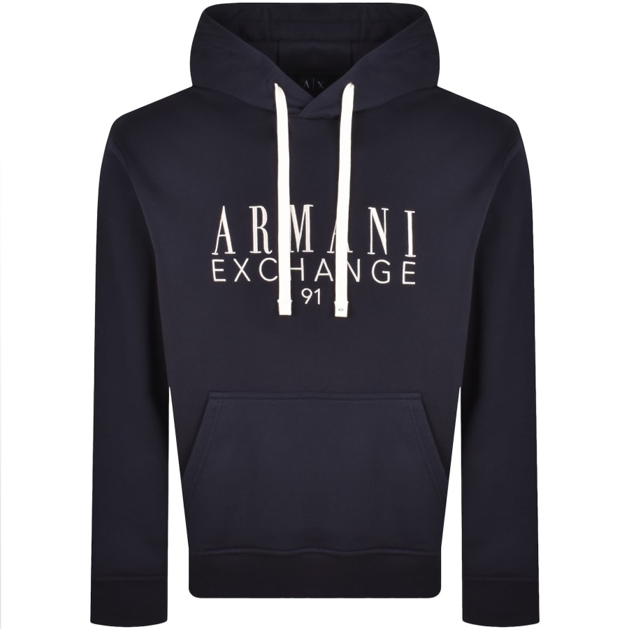 Image number 1 for Armani Exchange Logo Hoodie Navy