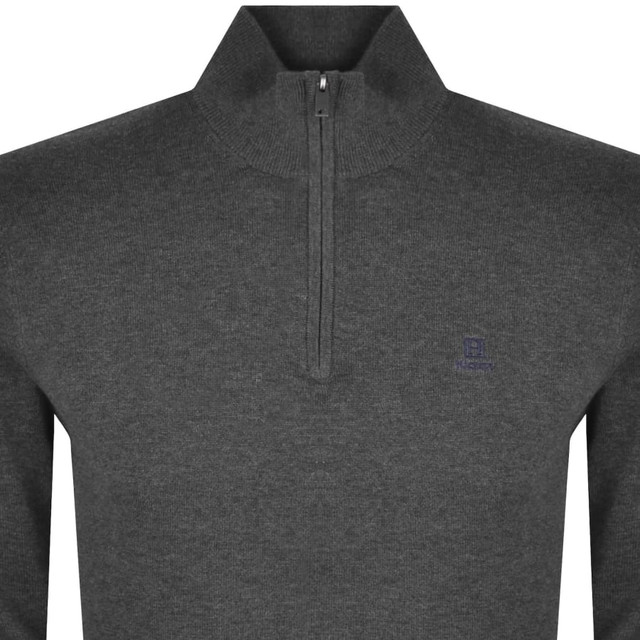 Image number 2 for Hackett Heritage Half Zip Sweatshirt Grey