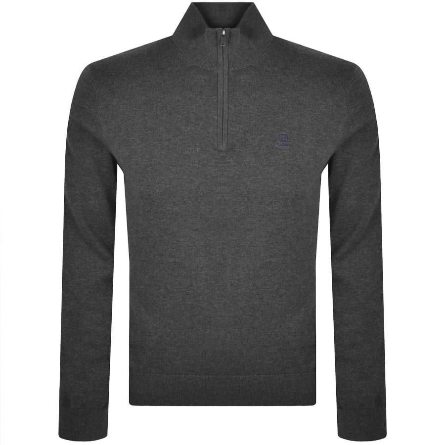 Image number 1 for Hackett Heritage Half Zip Sweatshirt Grey